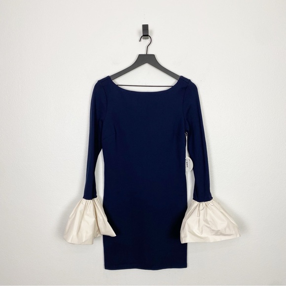 Staud Hawthorne Dress Navy Blue Taffeta - Picture 8 of 11